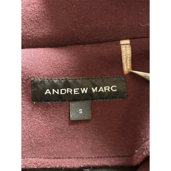 Andrew Marc Thick Fleece Jacket Size S Full Zip Removable Hood Wine Red Stretch - Picture 7 of 12